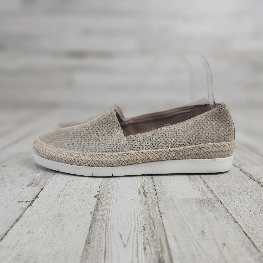 Donald J Pilner Perci Espadrille Slip On Leather Shoes Taupe Neutral Size 6.5M